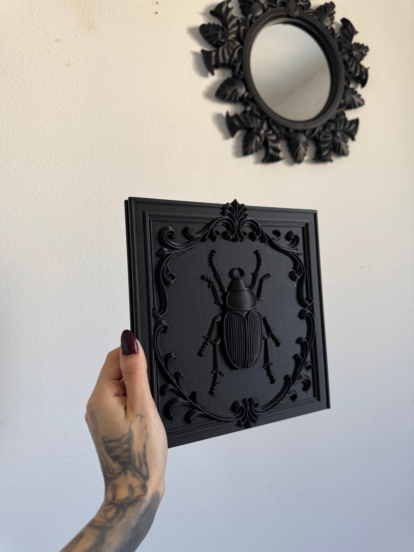 Gothic Beetle Wall Frame – Insect Decor with Baroque Details for Dark Aesthetic Interiors