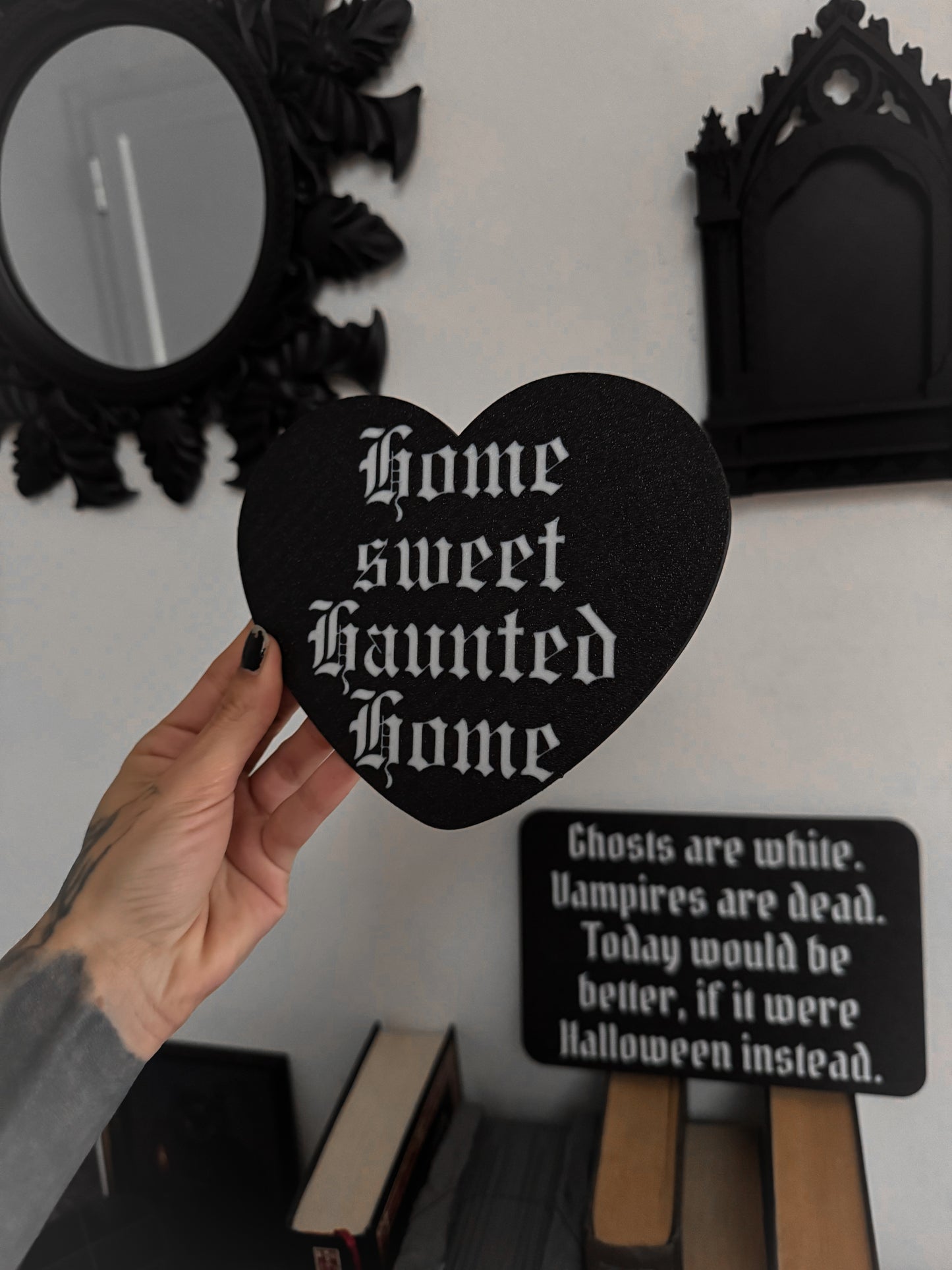 Home Sweet Haunted Home Gothic Wall Sign – Witchy Rooms or Haunted House Vibes