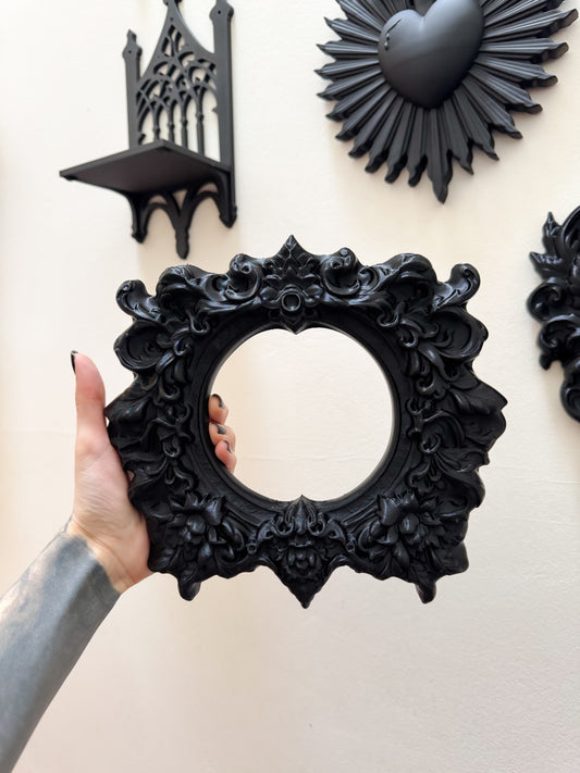 Baroque Gothic Wall Frame β Ornate Black Heart-Shaped Frame for Romantic Dark Gallery Walls and Alternative Interiors