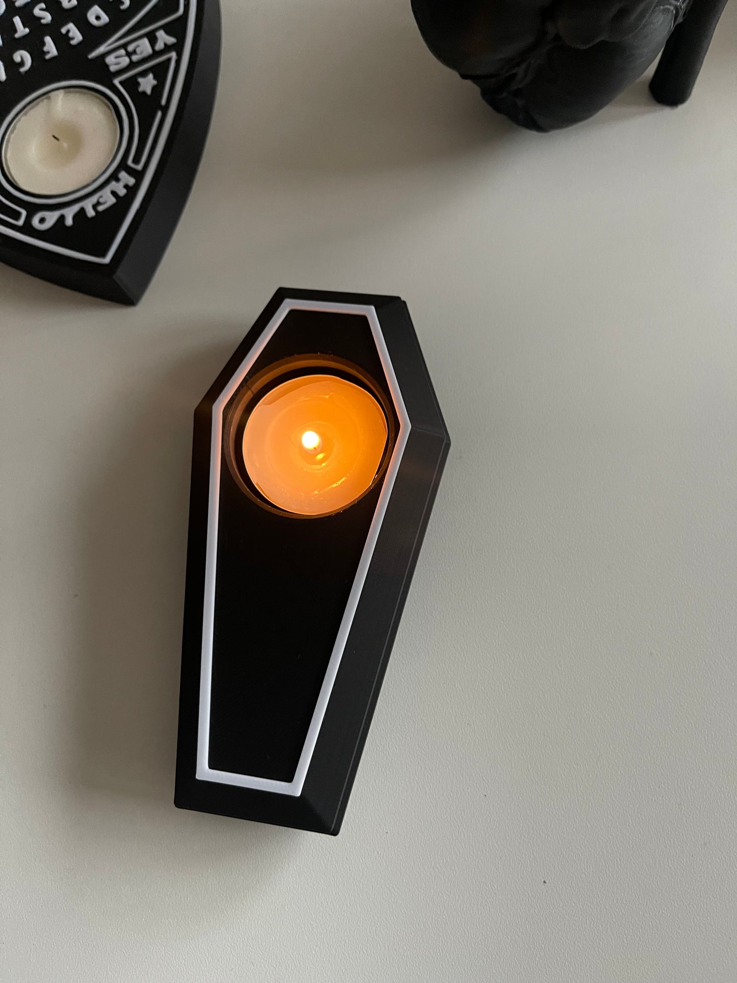 Coffin tea light candel holder