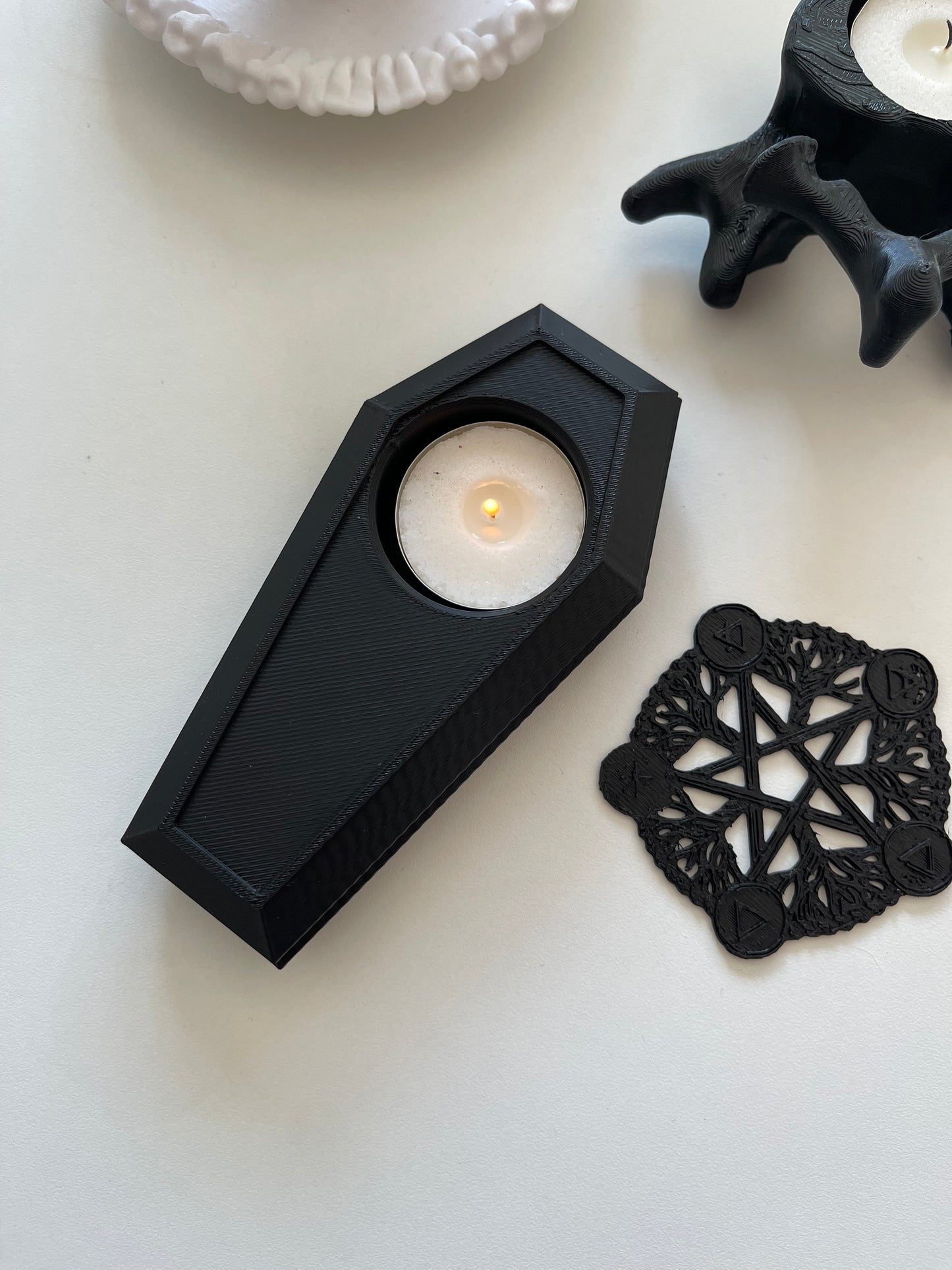 Coffin tea light candel holder
