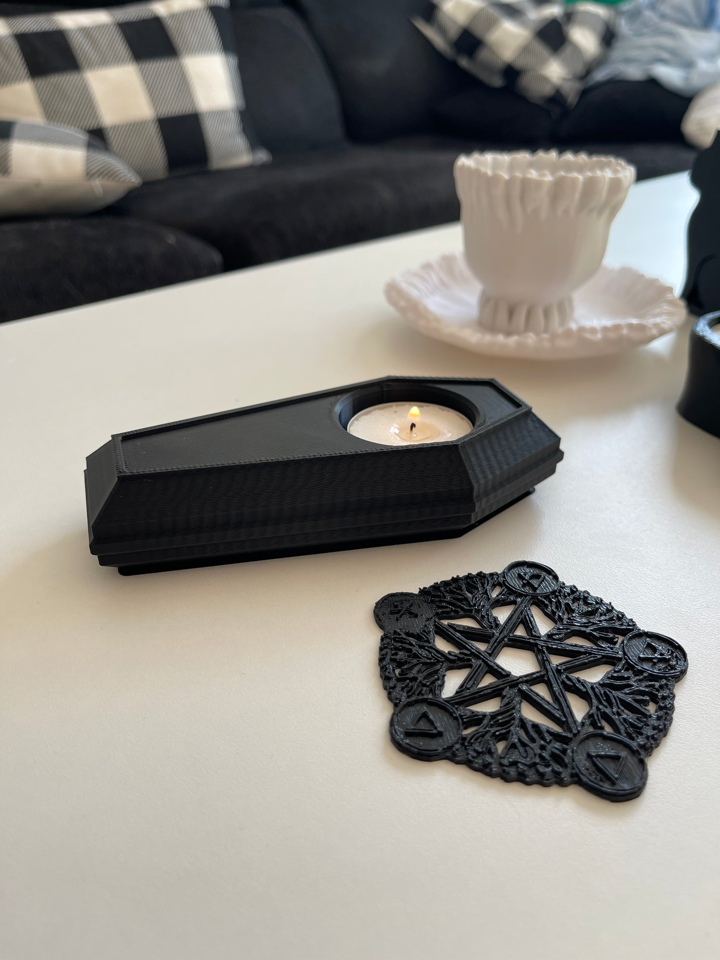 Coffin tea light candel holder