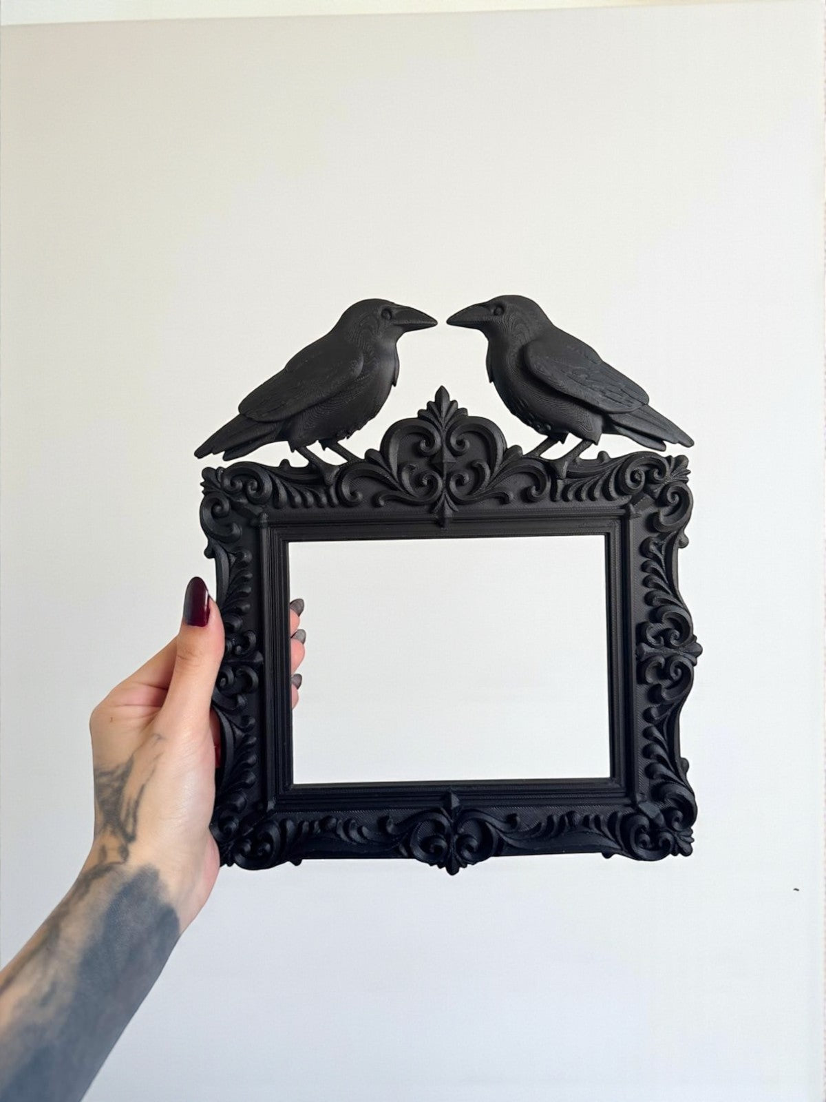 Gothic Raven Couple Frame – Baroque Crow Wall Decor for Witchy or Romantic Gothic Interiors