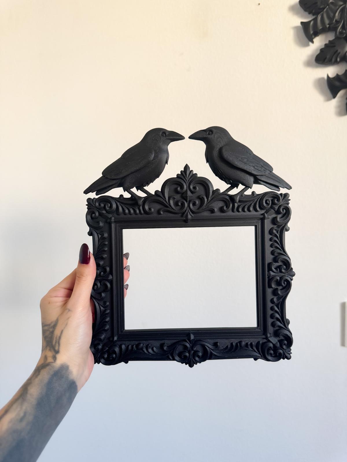 Gothic Raven Couple Frame – Baroque Crow Wall Decor for Witchy or Romantic Gothic Interiors