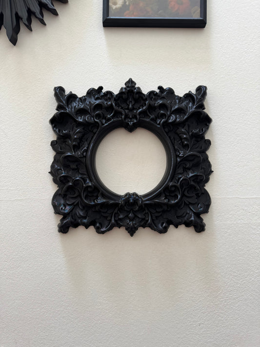 Ornate Decorative Wall Frame – Baroque Style Accent in Matte or Glossy Black for Gothic Gallery Walls