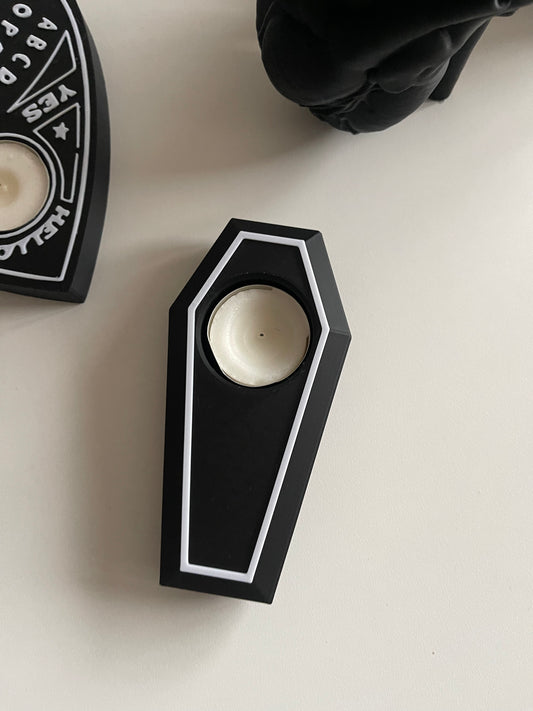 Coffin tea light candel holder