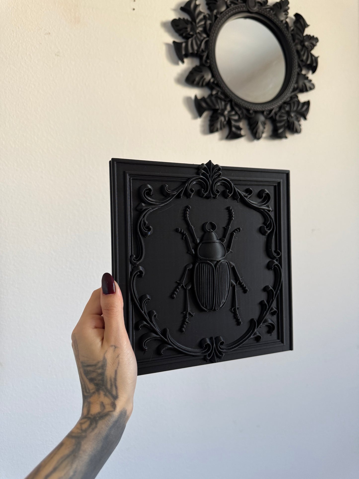 Gothic Beetle Wall Frame –  Insect Decor with Baroque Details for Dark Aesthetic Interiors
