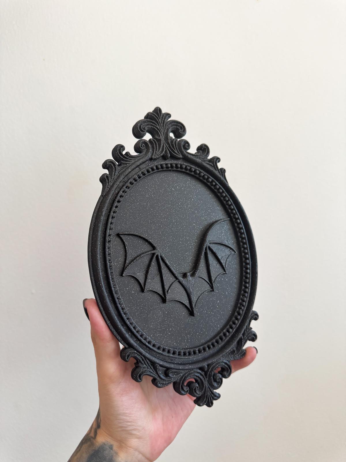 Gothic Bat Wall Frame –  Baroque Bat Decor for Vampire Rooms and Spooky Interiors