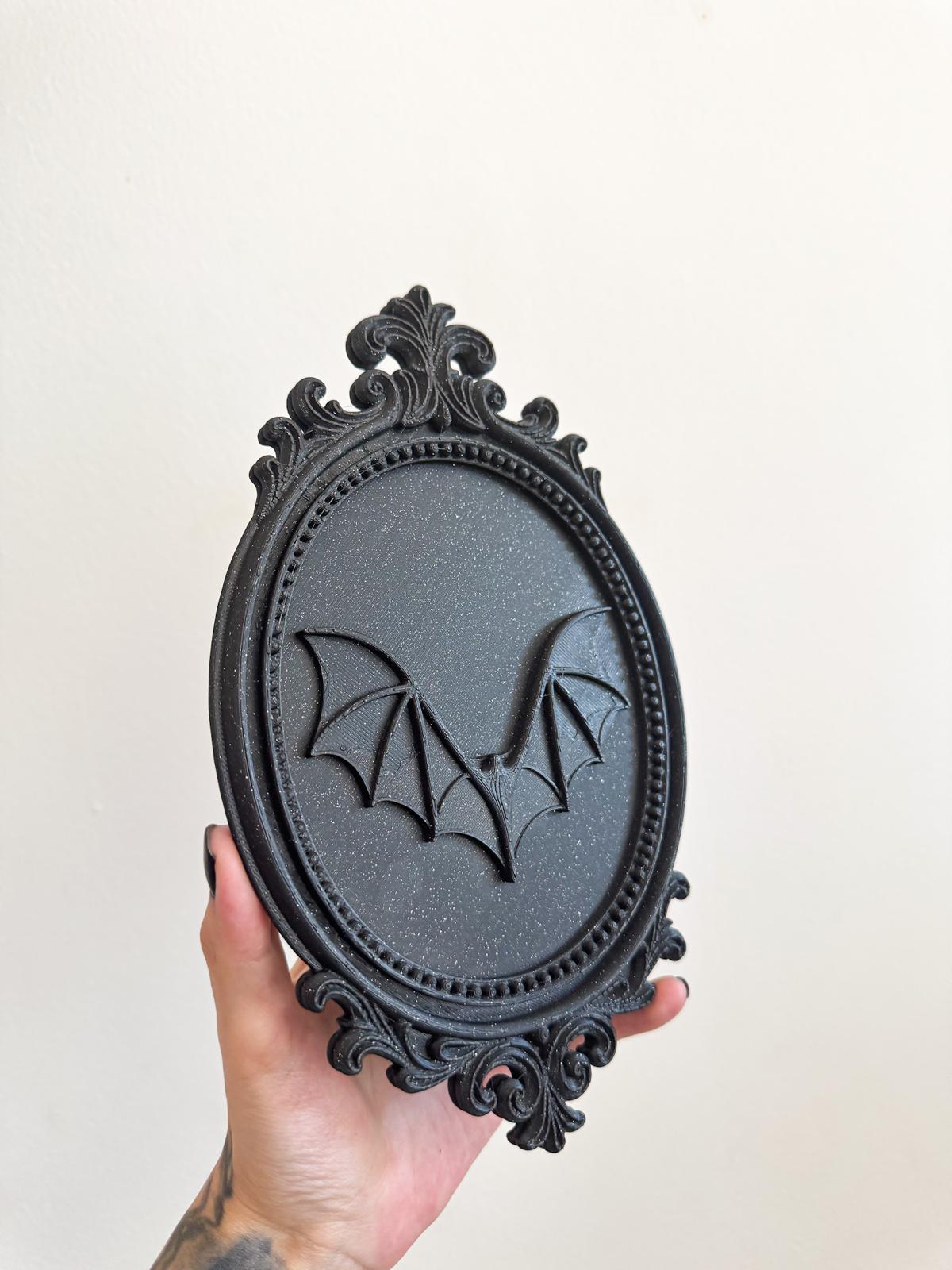 Gothic Bat Wall Frame –  Baroque Bat Decor for Vampire Rooms and Spooky Interiors